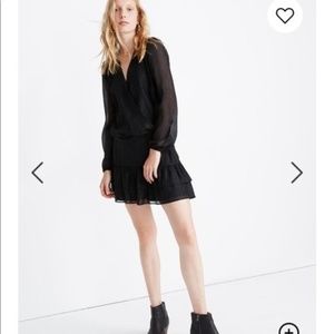 Madewell Shimmer Lyric Wrap Black Top Size Small